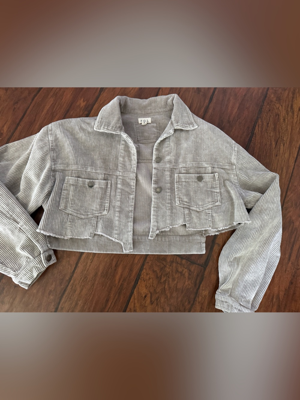 POL Cropped Corduroy Jacket in Light Gray - Picture 5 of 5